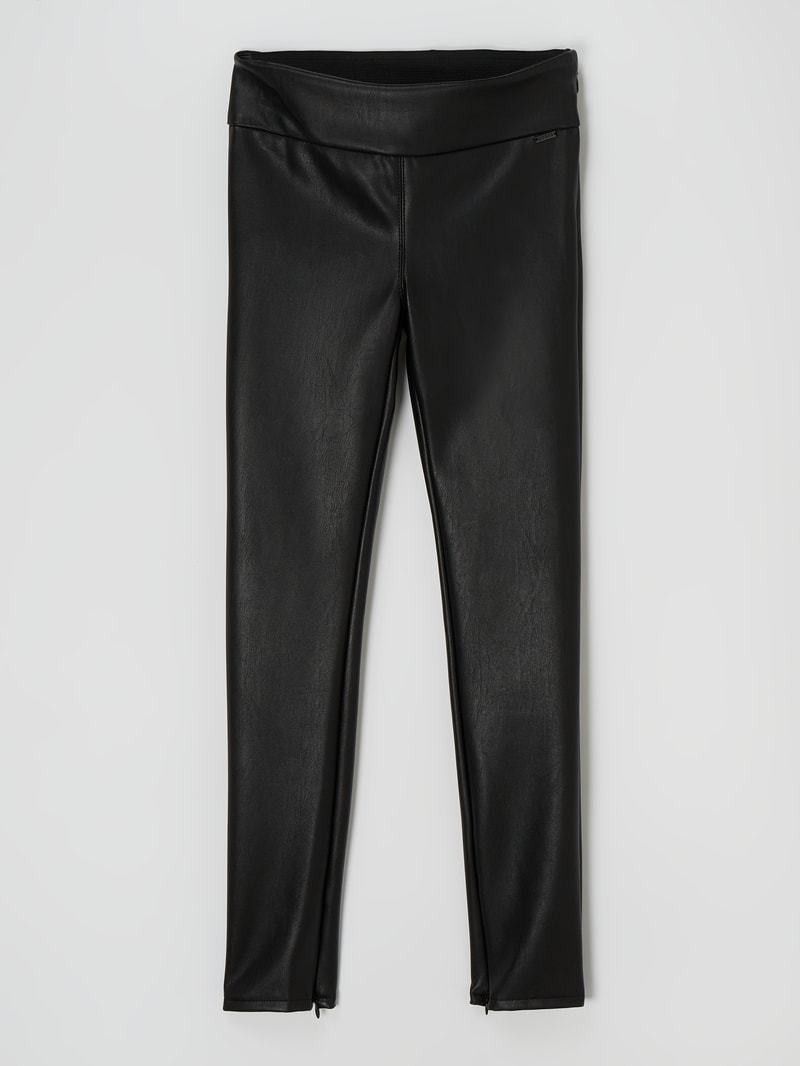 Leggings in Leder-Optik in schwarz