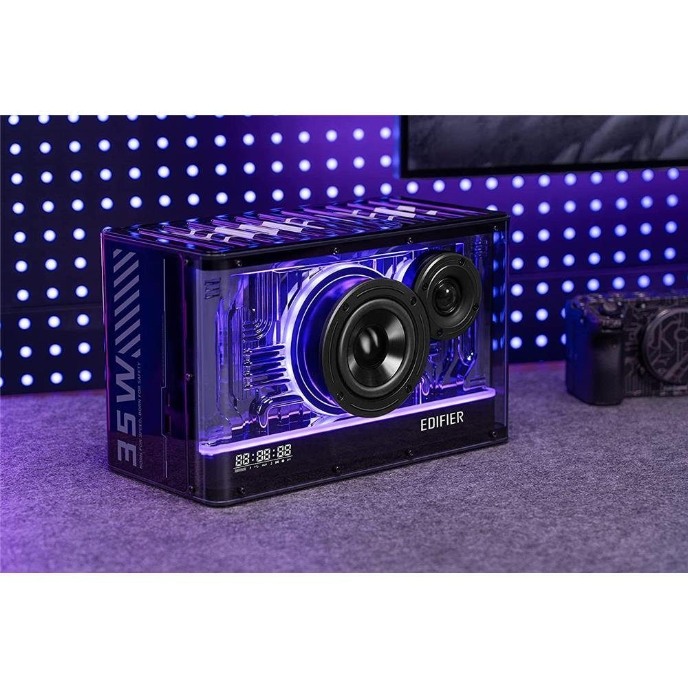 Edifier® QD35 Bluetooth-Lautsprechersystem Schwarz Lautsprechersystem (Bluetooth, 40 W, mit RGB-Lichteffekten und zwei Ladeanschlüssen)