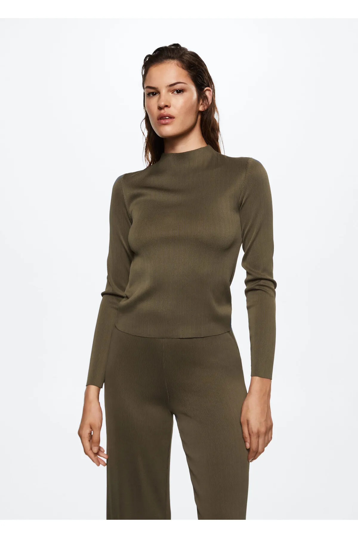 MANGO  Khakifarbene Damenhose 37043840