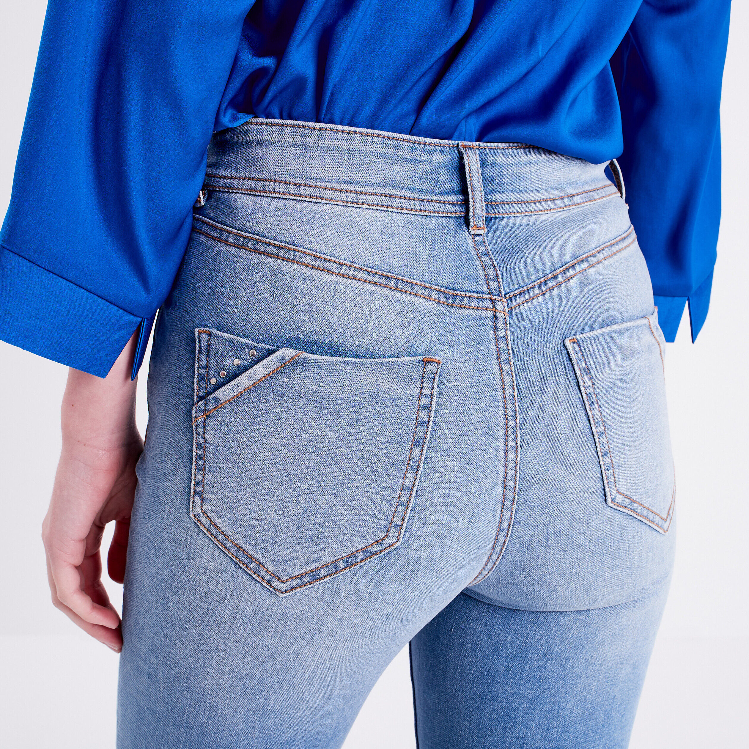 Jeans skinny détails cloutés denim double stone femme | Cache Cache