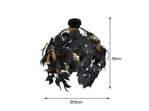 meineWunschleuchte LED Deckenleuchte, Dimmfunktion, LED wechselbar, Warmweiß, Ausgefallene coole Designer-lampen für über-n Esstisch Schwarz, Ø38cm