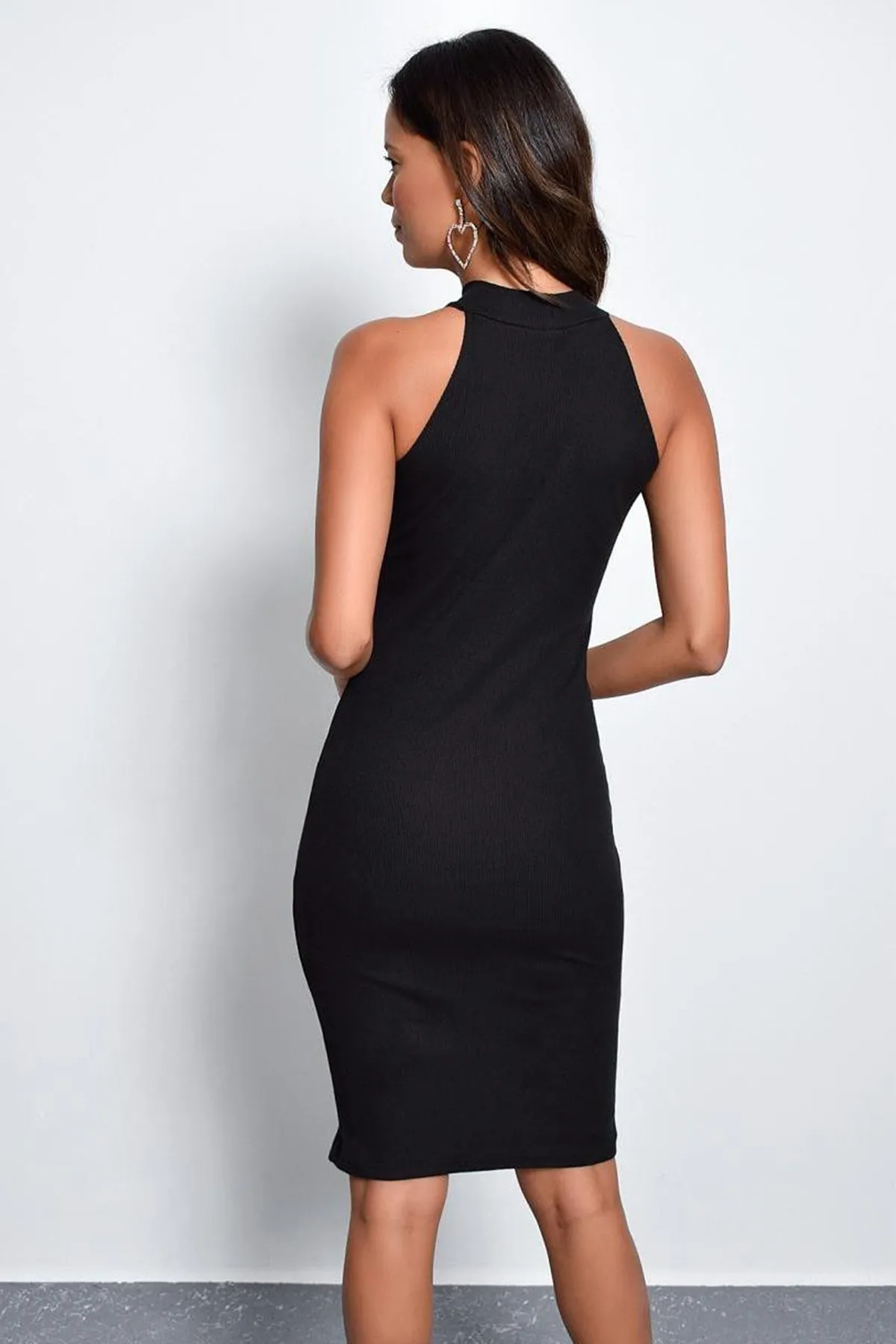 Cool & Sexy  Schwarzes, ärmelloses Camisole-Kleid für Damen Yİ1567