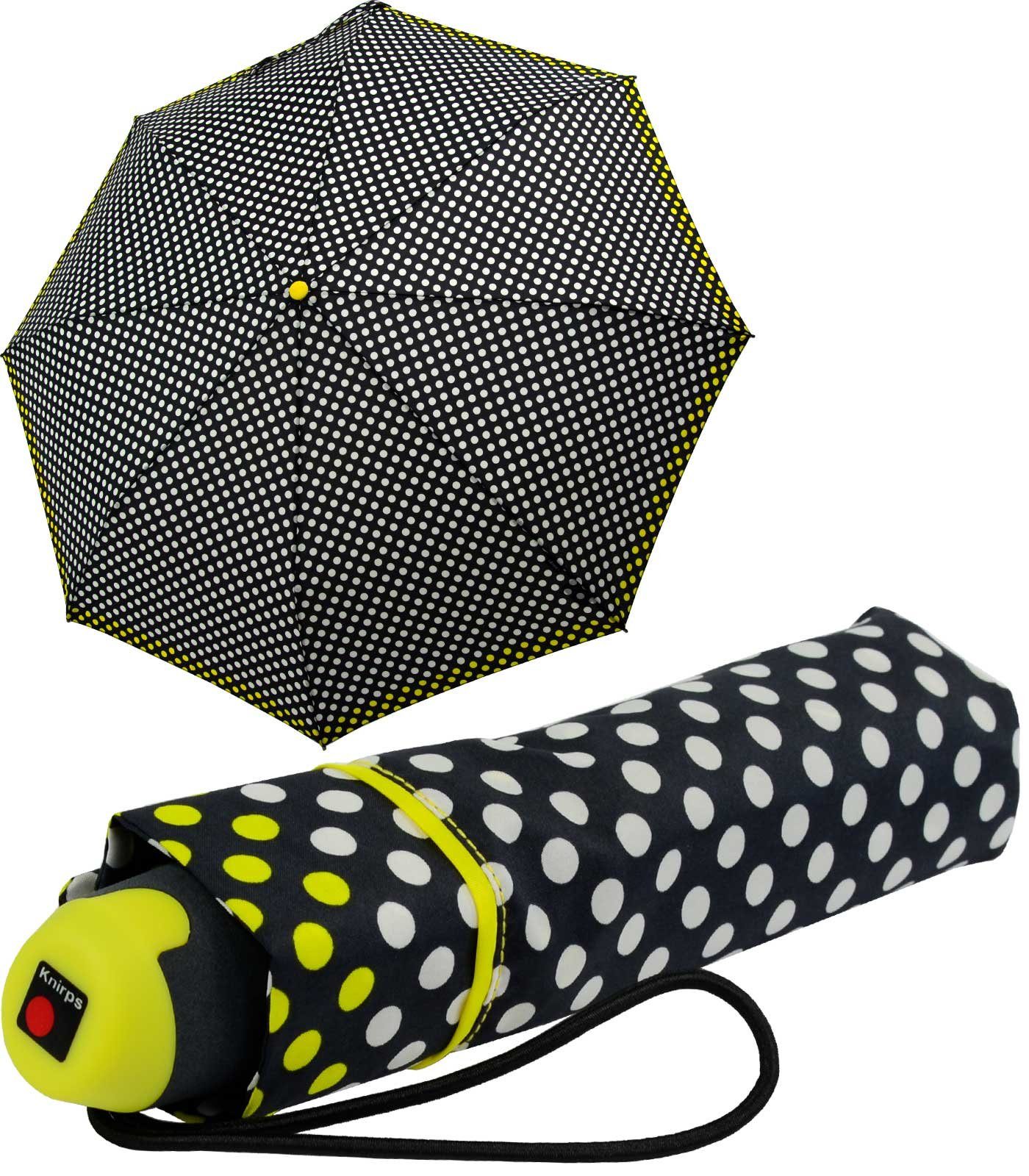 Knirps® Taschenregenschirm E.051 ping pong yellow, kleiner Handöffner Schirm, der leichte Taschenschirm für den Alltag