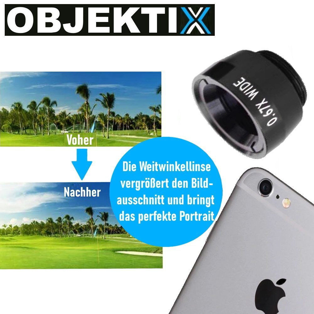 MAVURA OBJEKTIX Universal Handy Objektiv Set 3in1 Smartphone Linsen Objektiv, (Fisheye + Weitwinkel + Makro Kamera)