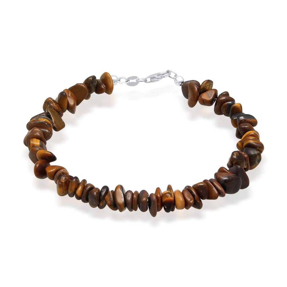 KUZZOI KUZZOI Bracelet Hommes boho éclat avec pierres précieuses œil de tigre en argent  Bracelet
