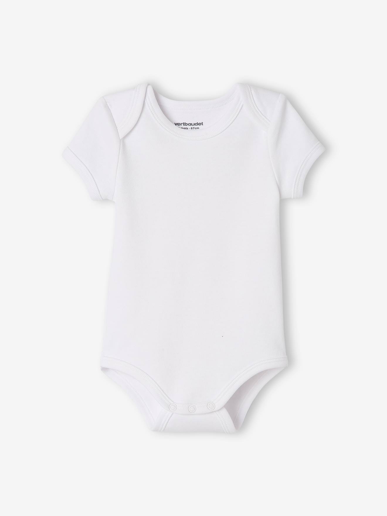 Lot de 7 bodies manches courtes ouverture US bébé BASICS lot bleu