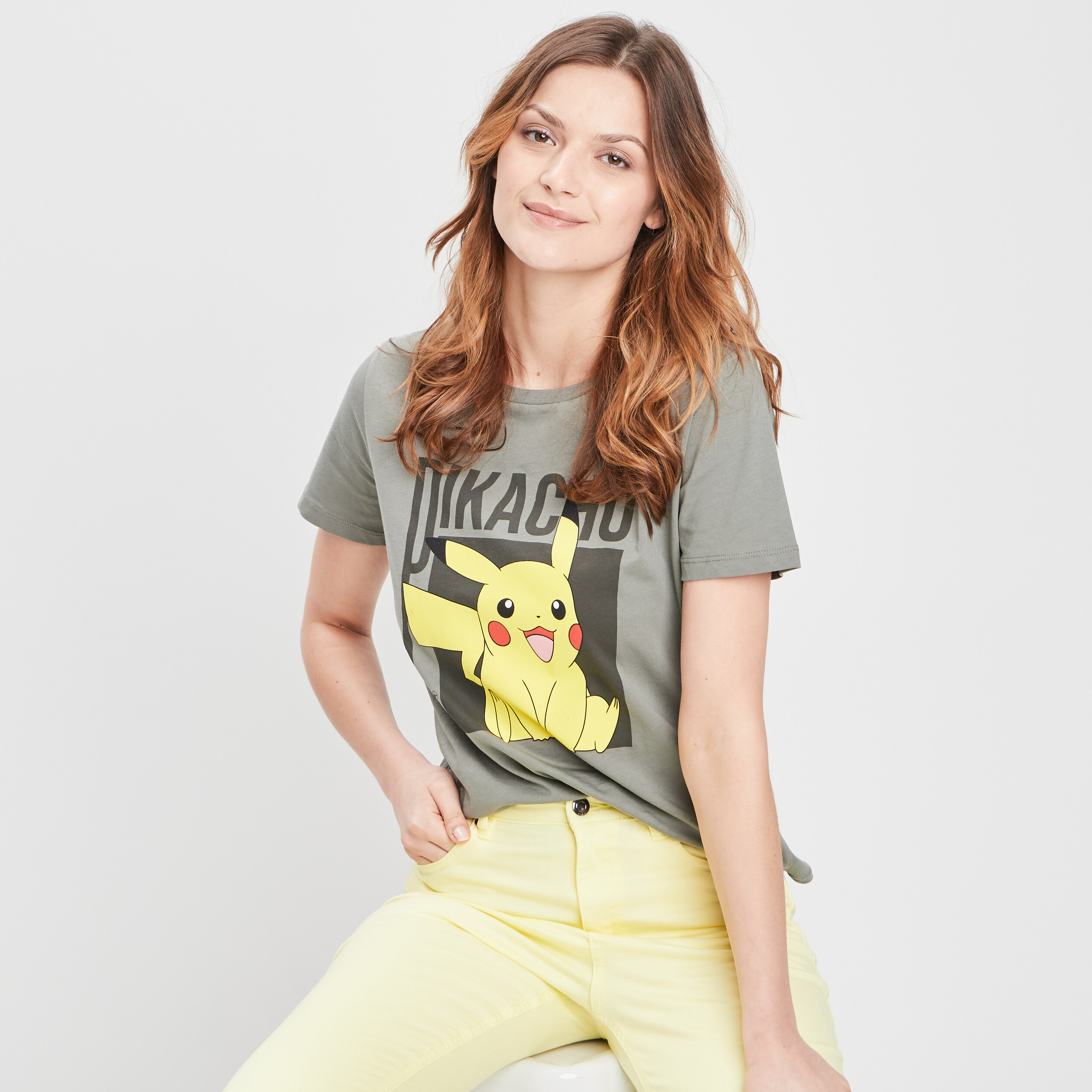 T-shirt Pokémon vert kaki femme | La Halle