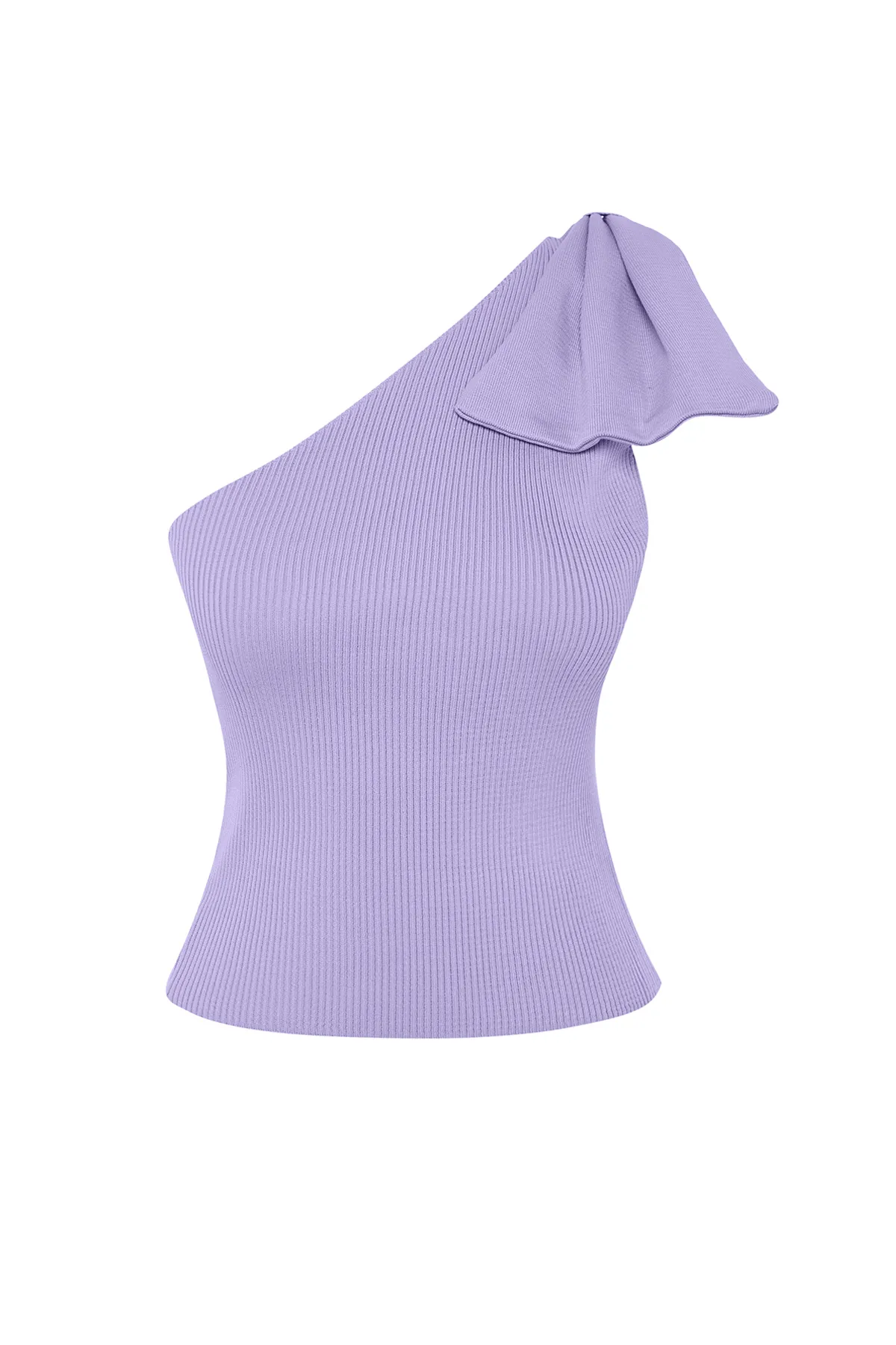 Trendyol Collection  Lila Strickbluse mit Schleife und einem Ärmel TPRSS22BZ0166