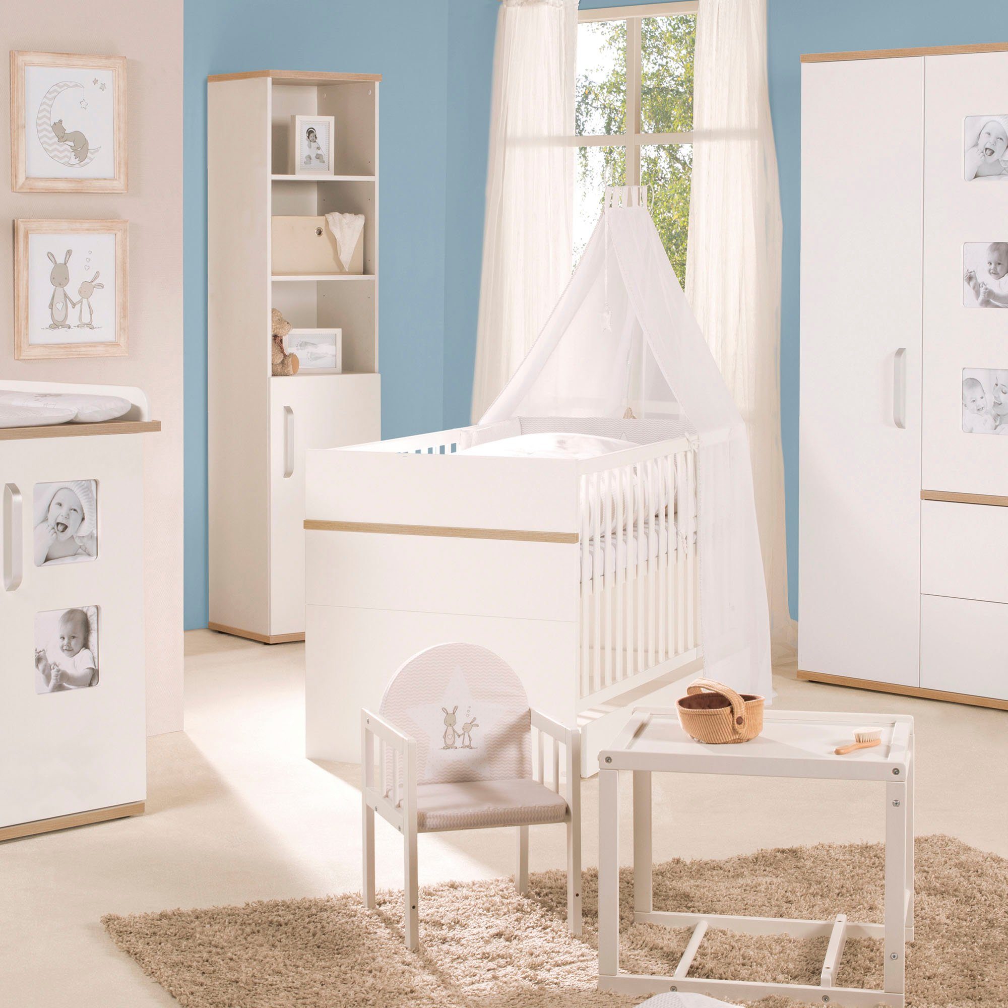 roba® Babyzimmer-Komplettset Pia, (Set, 3-St., Kinderbett, Schrank, Wickelkommode), breit; mit Kinderbett, Schrank und Wickelkommode