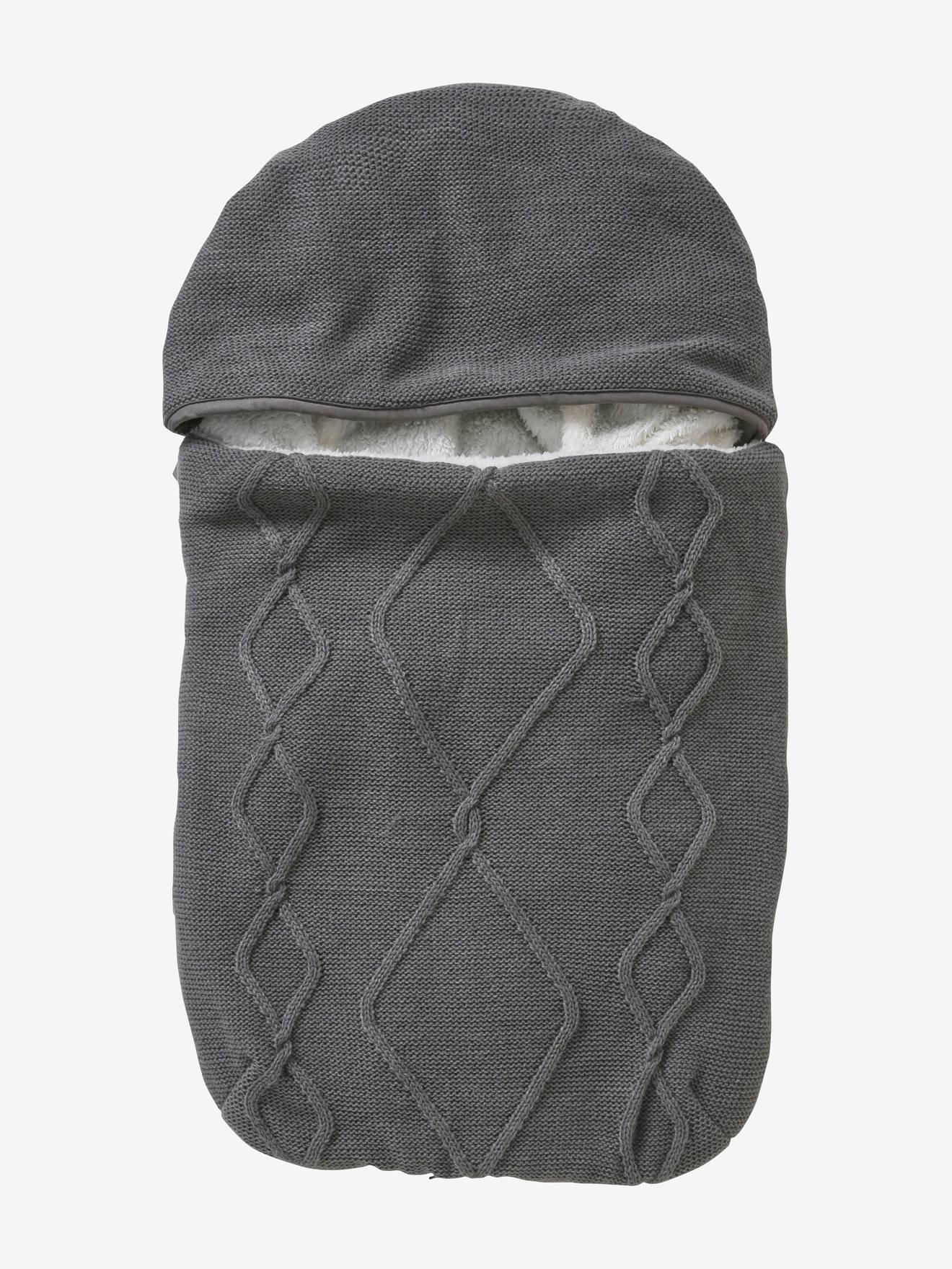 Chancelière tricot doublée polaire pour siège-auto coque