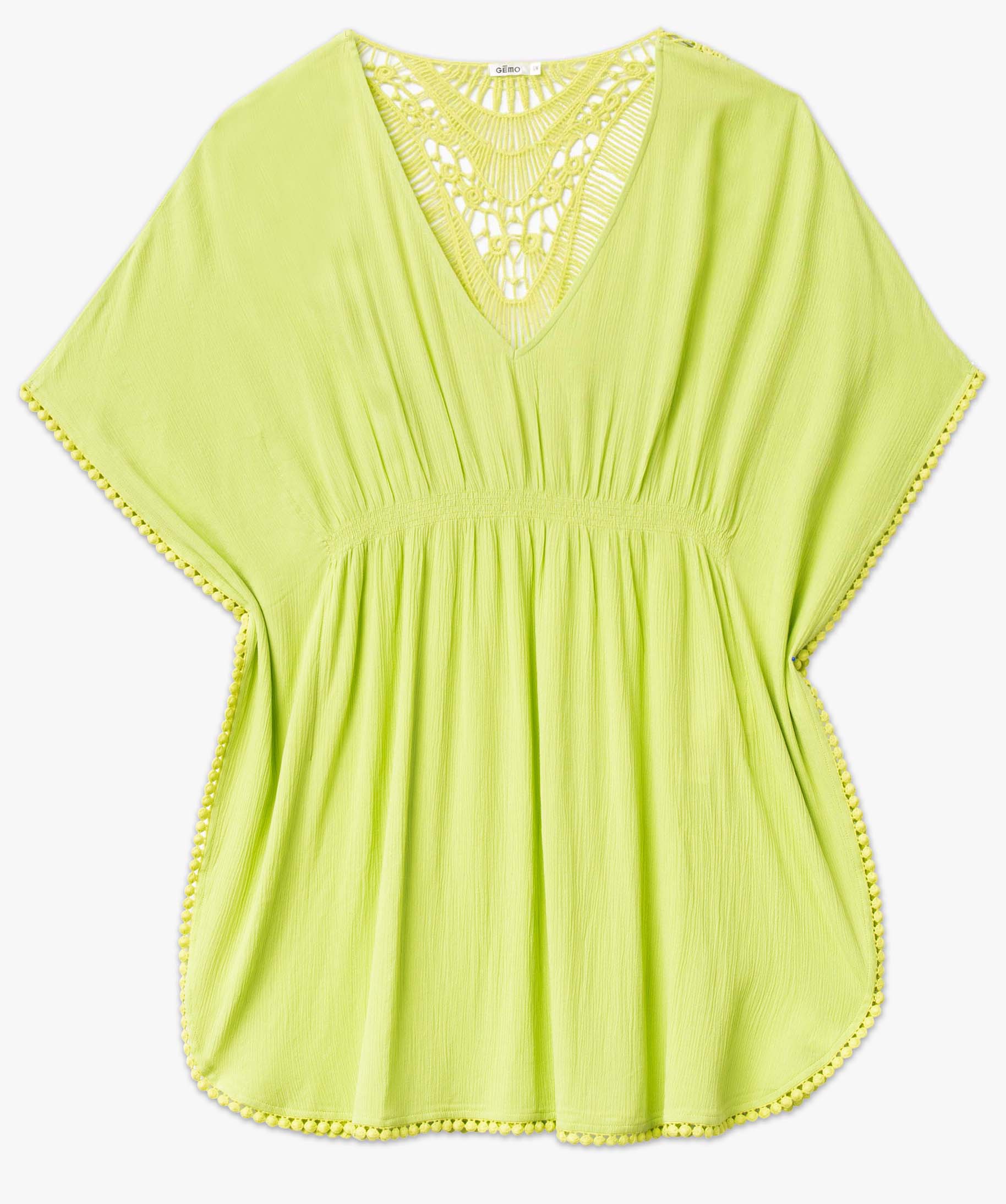 Robe de plage femme avec dos en dentelle vert | GEMO