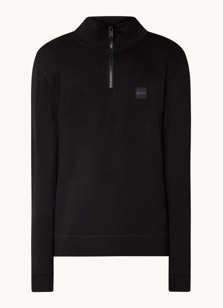 Pulover HUGO BOSS Zetrust cu fermoar pe jumătate și logo