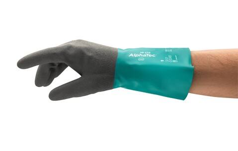 Ansell AlphaTec Chemical Protection Schutzhandschuhe Nitril, Nylon Größe 9 Grau, Türkis 6 Paar à 2 Handschuhe