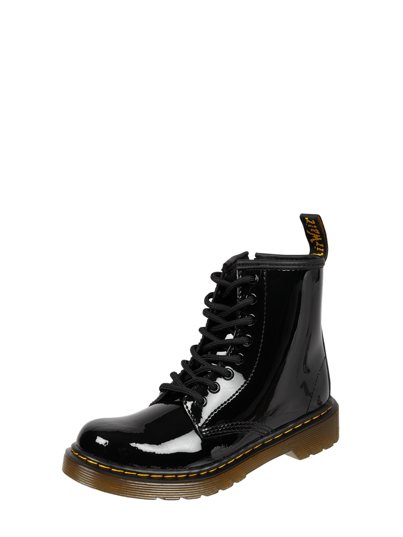 Schnürboots mit Reißverschluss in schwarz