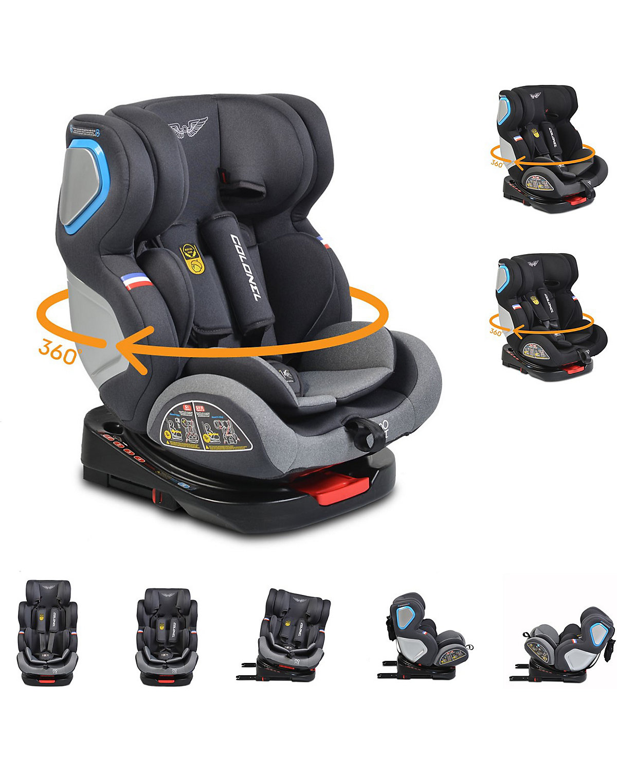 Kindersitz Colonel Gruppe 0/1/2/3, 0-36 kg Isofix Kindersitze