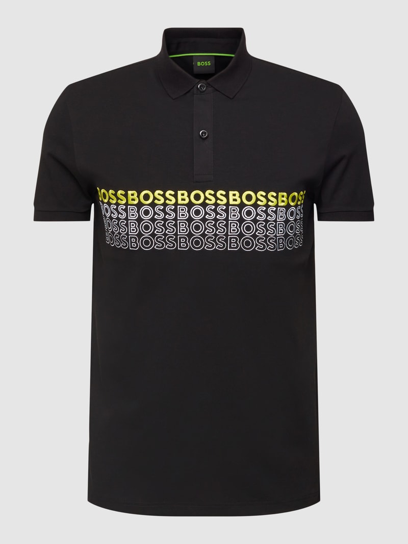 Poloshirt mit Label-Stitching Modell 'Pavel' in schwarz