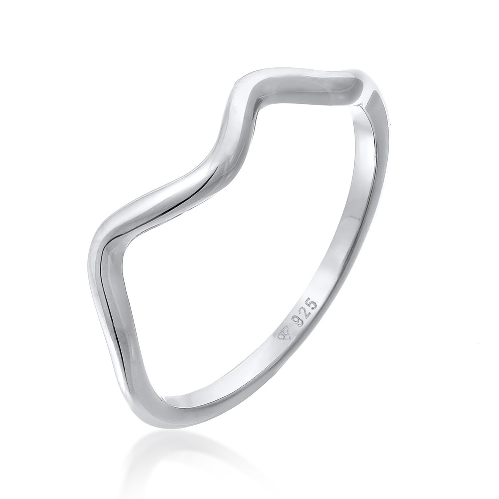 Elli Elli Bague Femmes Vagues Minimaliste Géo Tendance en Argent Sterling 925 Bague