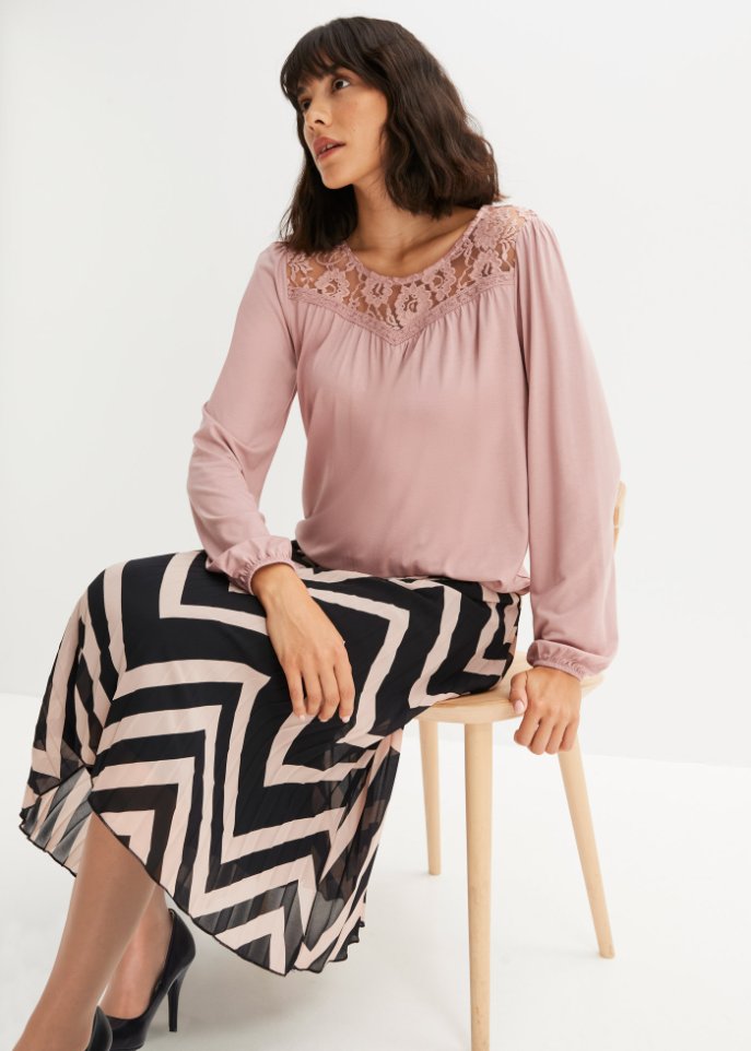 Langarmshirt mit Spitze