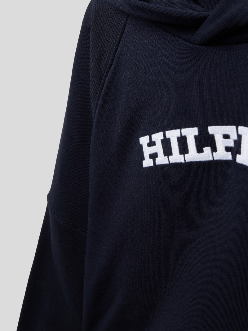 Hoodie mit Label-Print Modell 'MONOTYPE' in marineblau