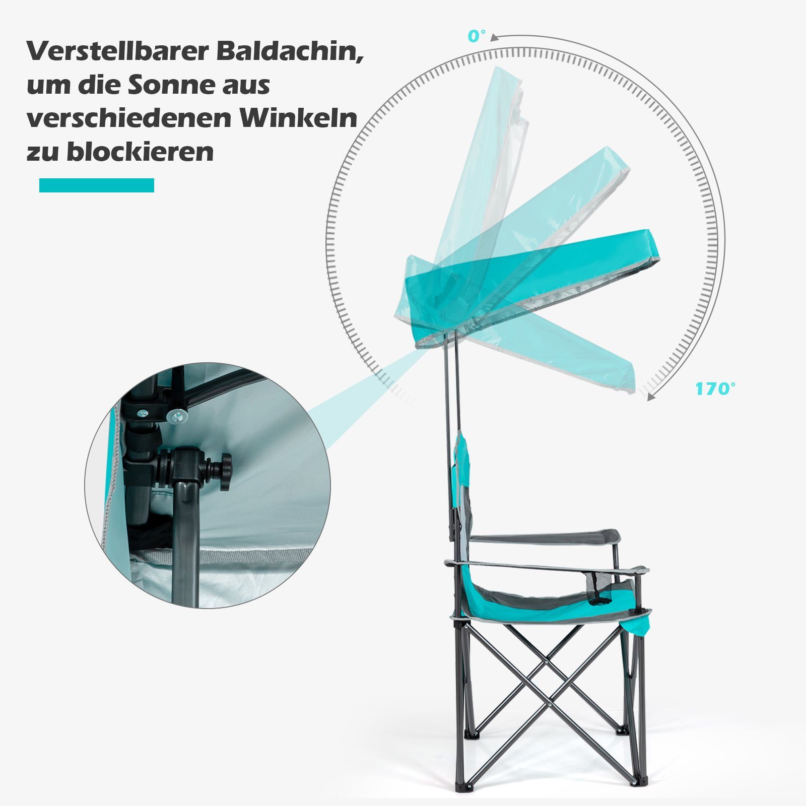 COSTWAY Campingstuhl, mit Becherhalter & Tragetasche, bis 150kg, klappbar