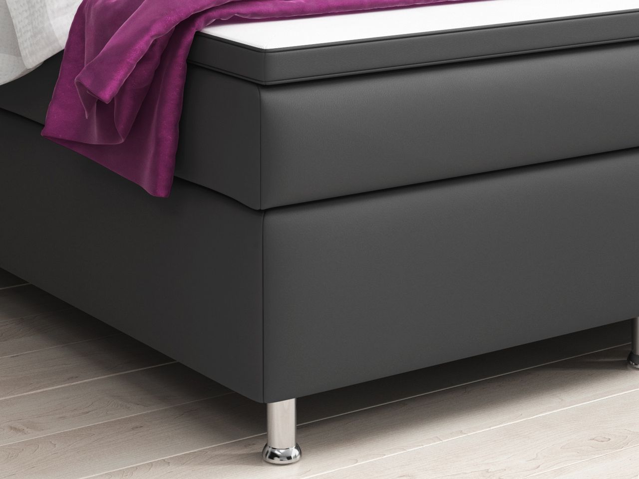 IHG Boxspringbett Turin 180x200 cm Kunstleder Anthrazit