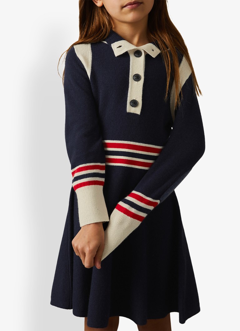 Abito Vienna in pregiata maglia di misto cashmere, colletto polo, di Reiss