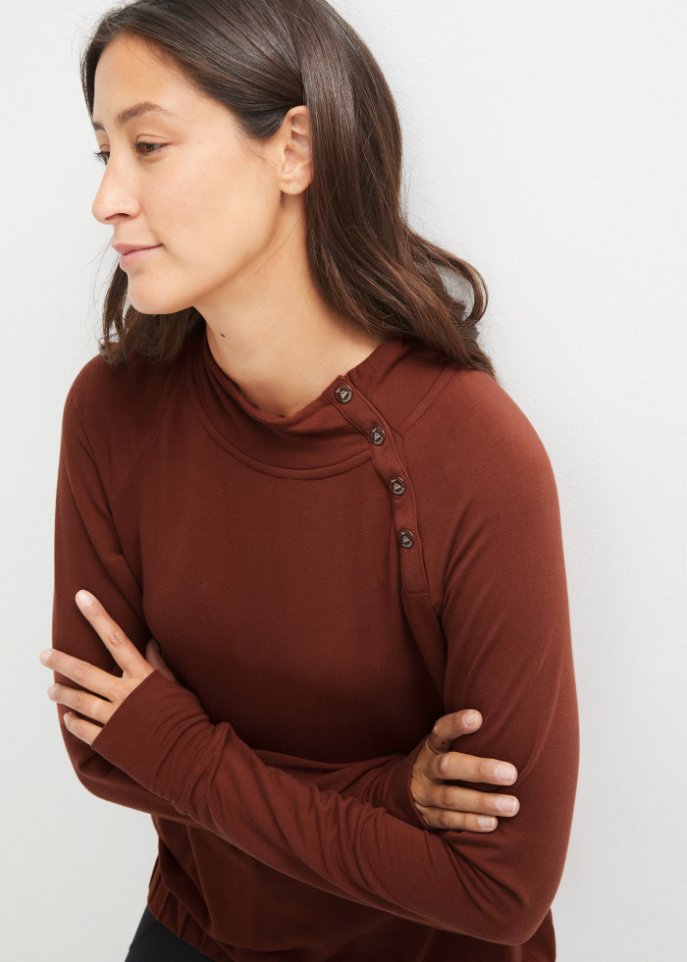 Sweatshirt mit geknöpftem Kragen