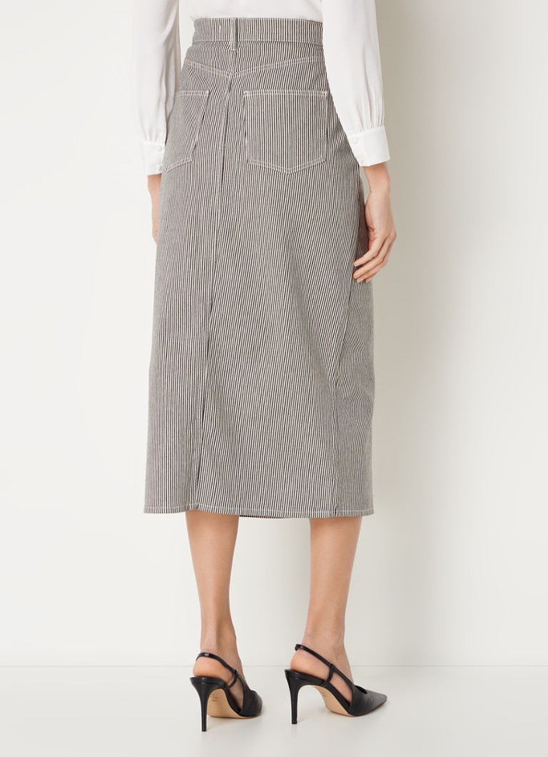 Fustă midi Elba din denim de la by-bar, confecționată din bumbac organic cu dungi modelate.