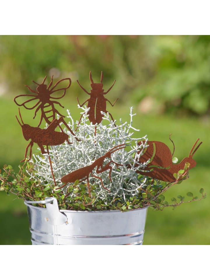 UNUS 5er Set Gartenstecker Rost Insekten in Braun günstig kaufen onesize