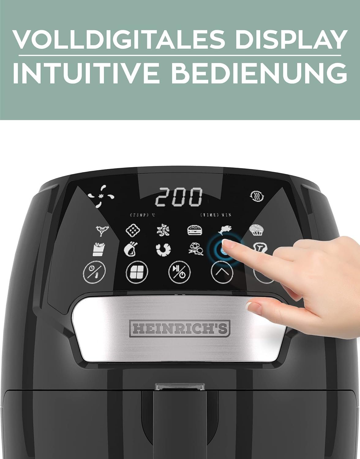 Heinrich´s Heißluftfritteuse HFR 8212, 1500,00 W, Airfryer, Fritteuse, 3,7 Liter, Luftfritteuse