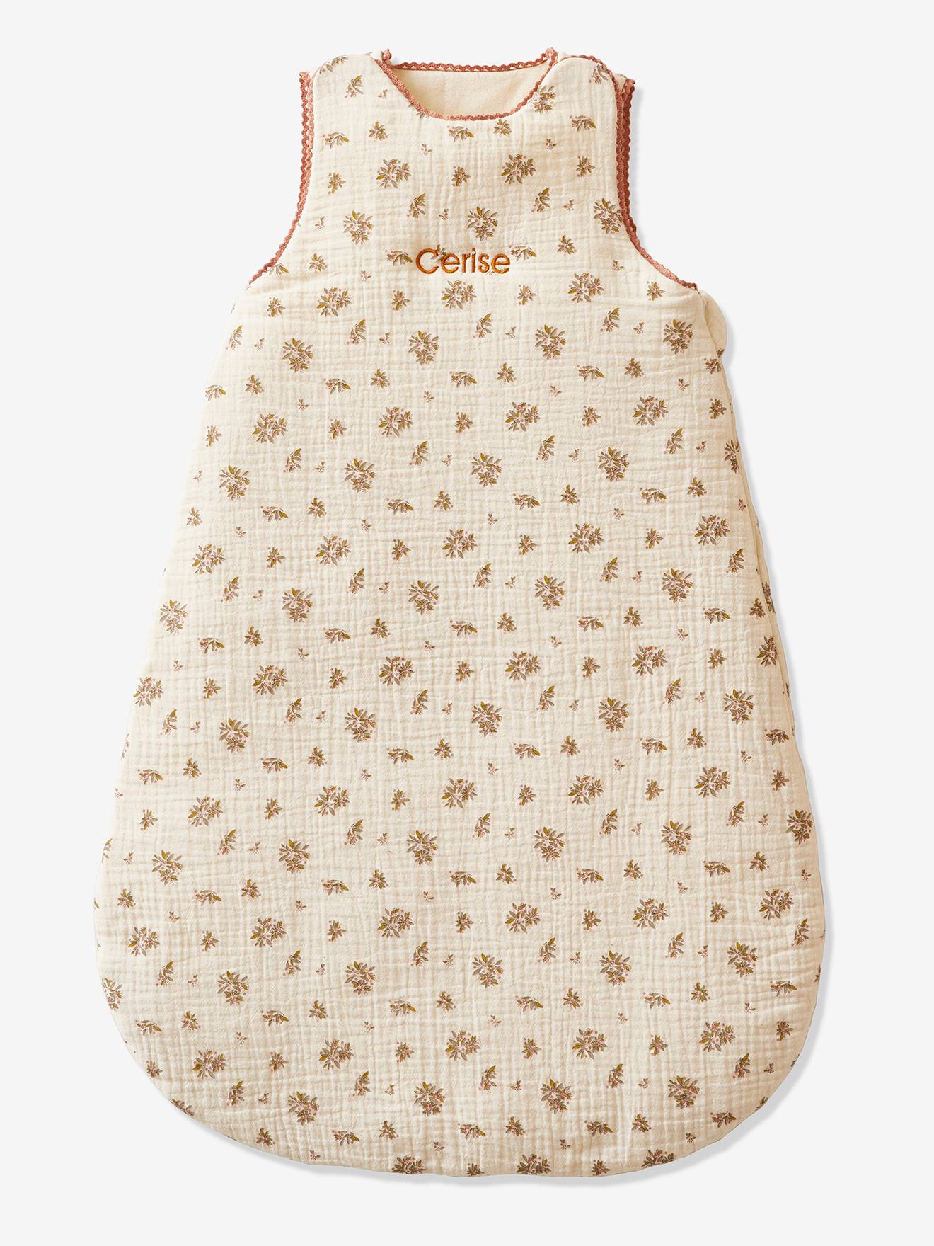 Gigoteuse sans manches en gaze de coton personnalisable GRENIER écru / multicolore