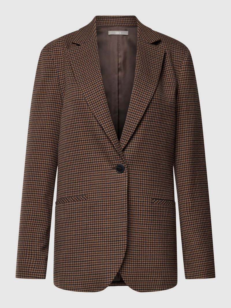 Blazer mit Viskose-Anteil und Paspeltaschen in schokobraun