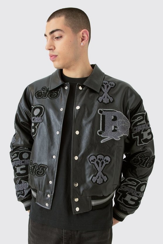 Kastige PU-Jacke