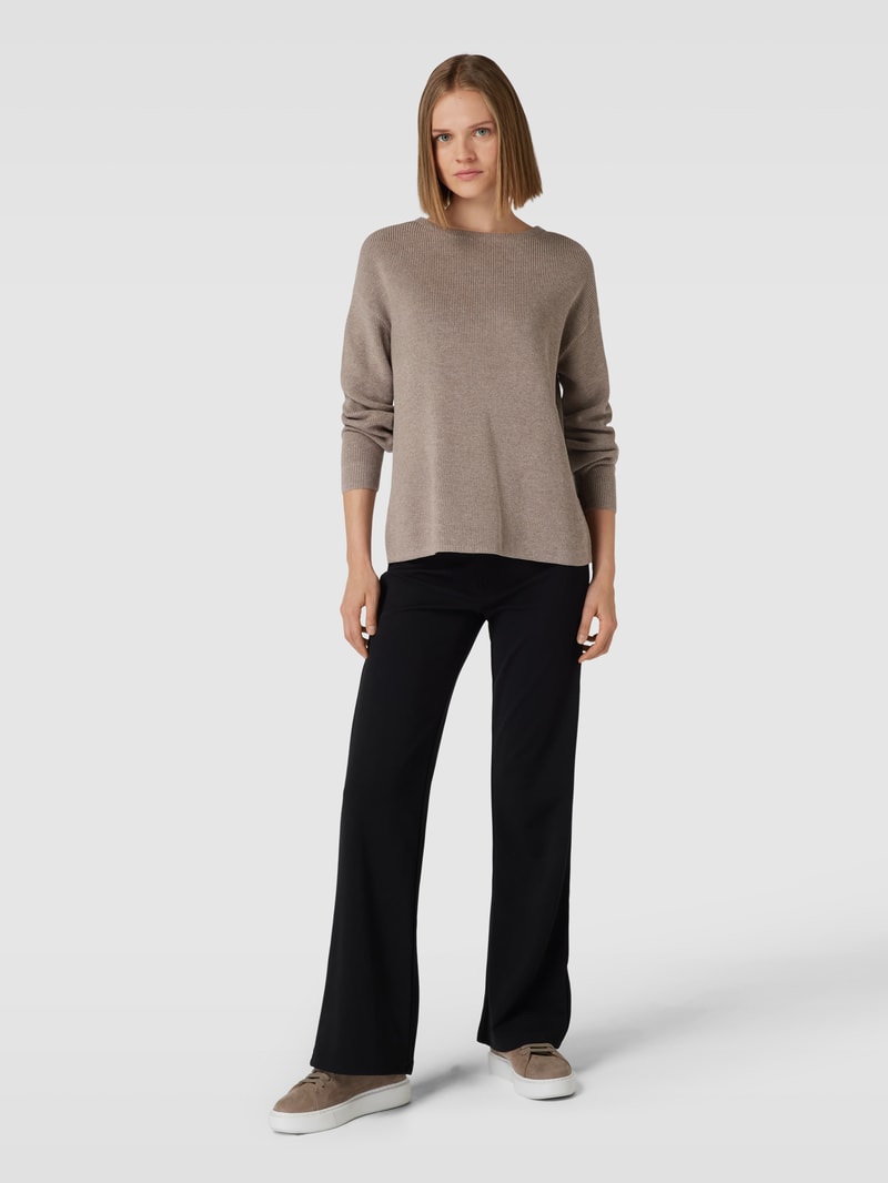 Strickpullover mit Rundhalsausschnitt in taupe meliert