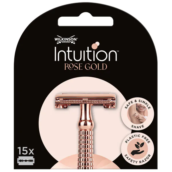 Wilkinson Intuition Rose Gold skustuvo galvutės, 15 vnt.