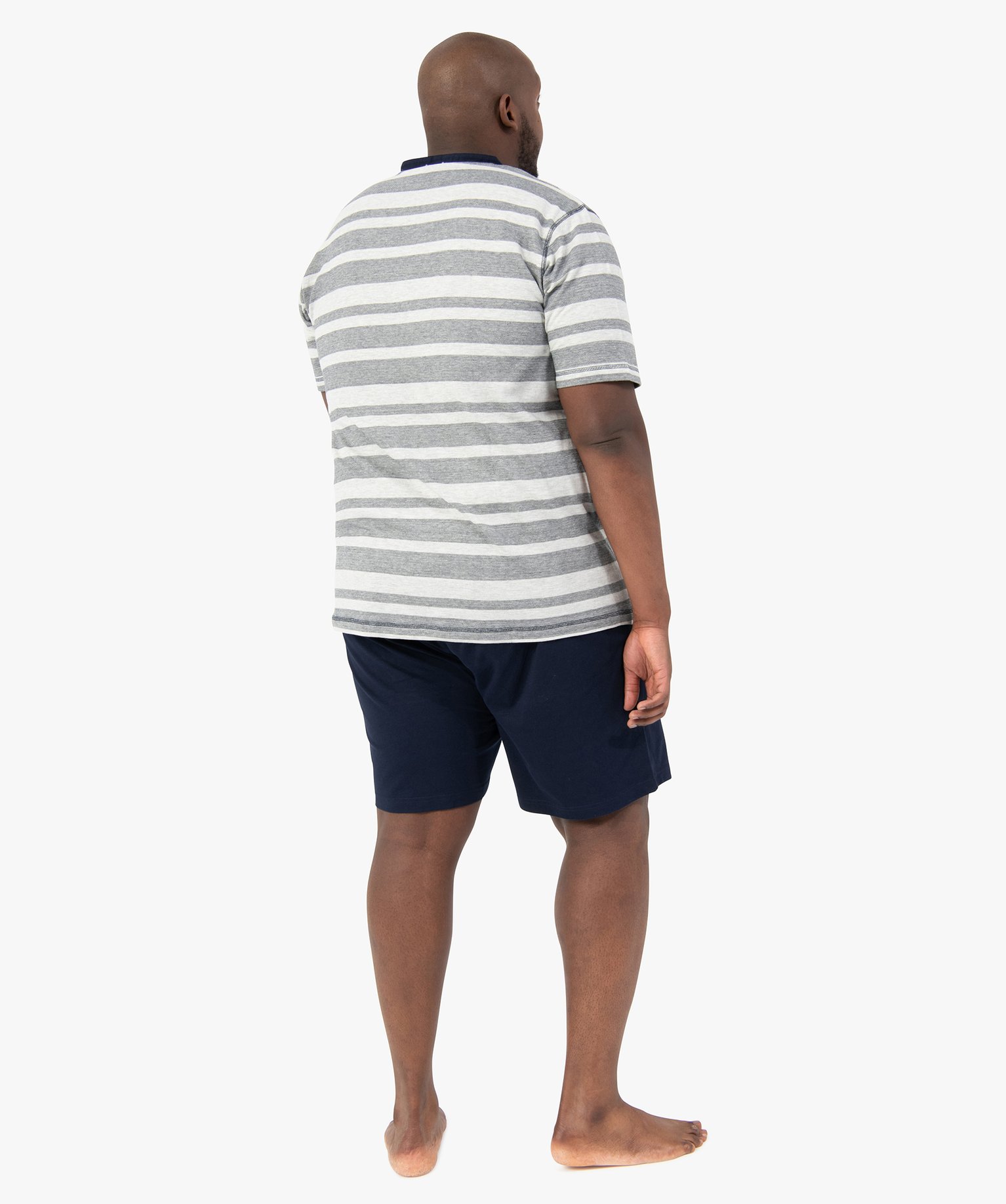 Pyjashort homme grande taille avec haut rayé raye | GEMO