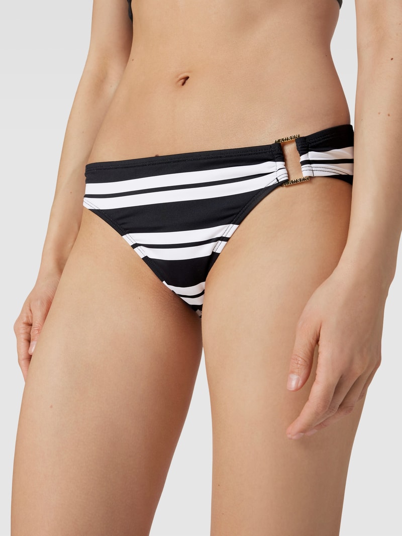 Bikini-Hose mit Streifenmuster in schwarz