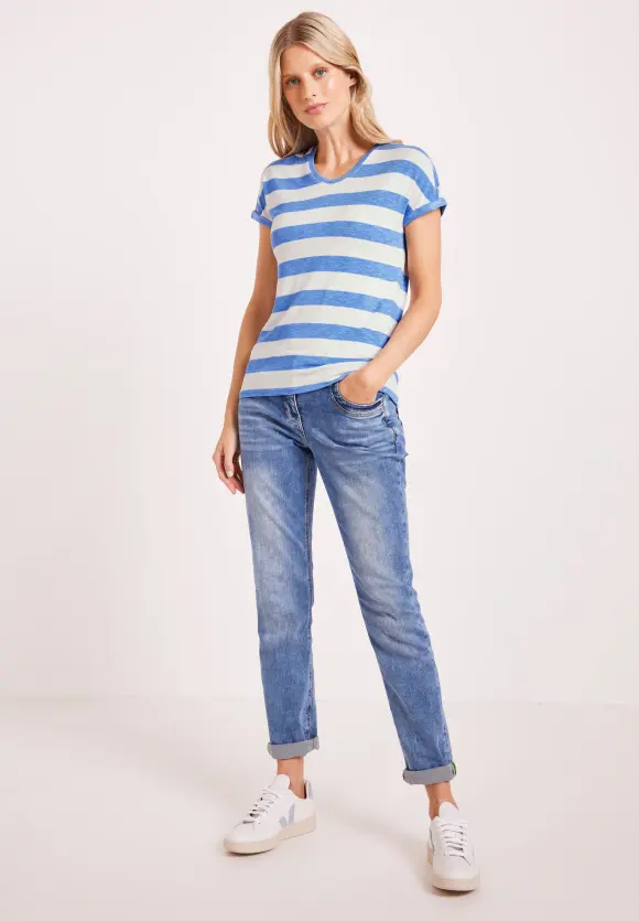 CECIL Melange T-Shirt mit Streifen