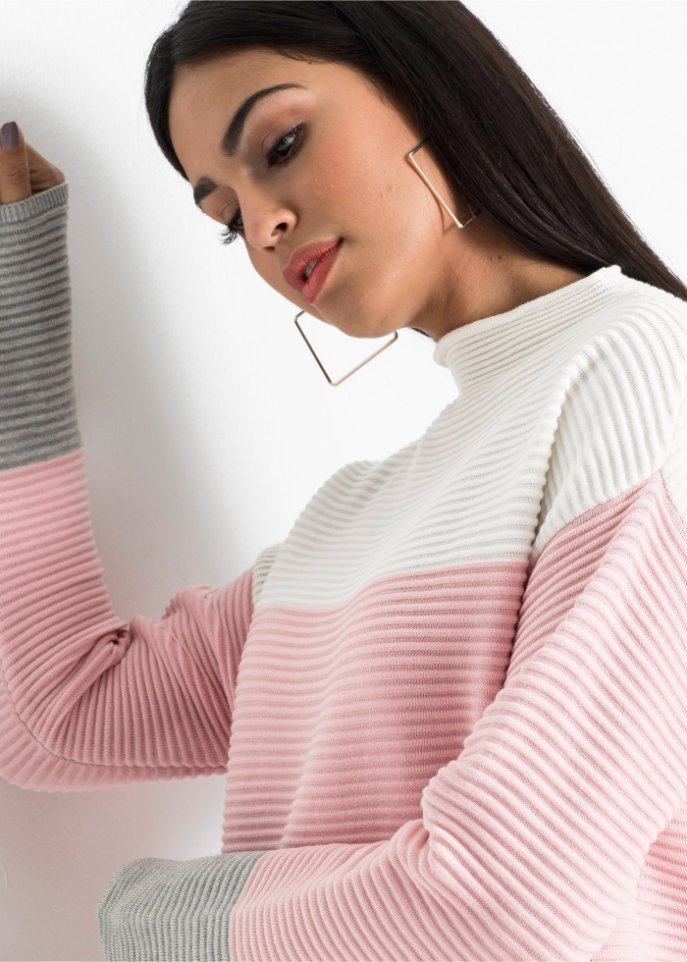 Gestreifter Long-Pullover