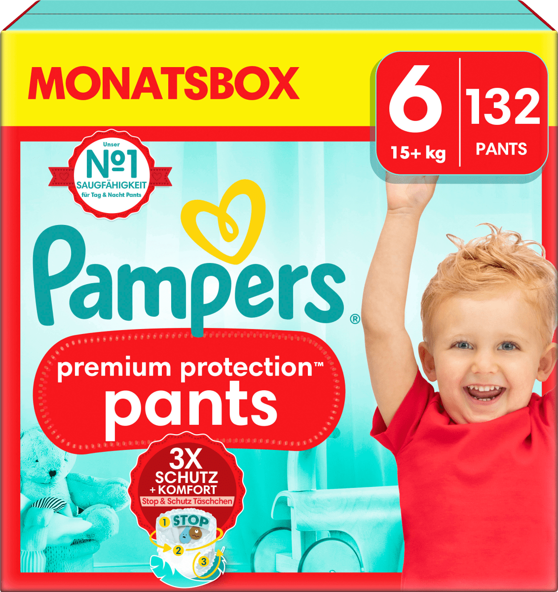 Baby Pants Premium Protection Gr.6 Extra Large (15+ kg), Monatsbox, 132 St