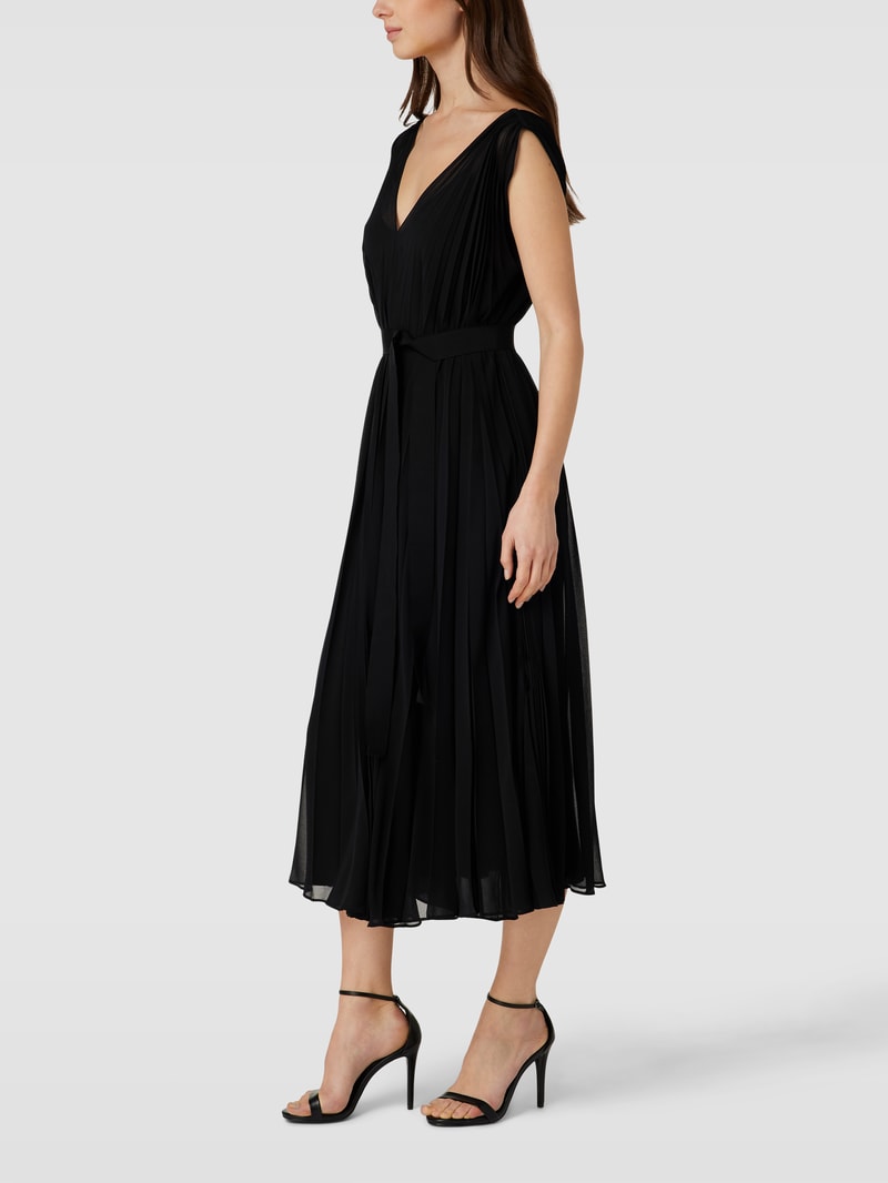 Maxikleid mit V-Ausschnitt Modell 'EDITA' in schwarz