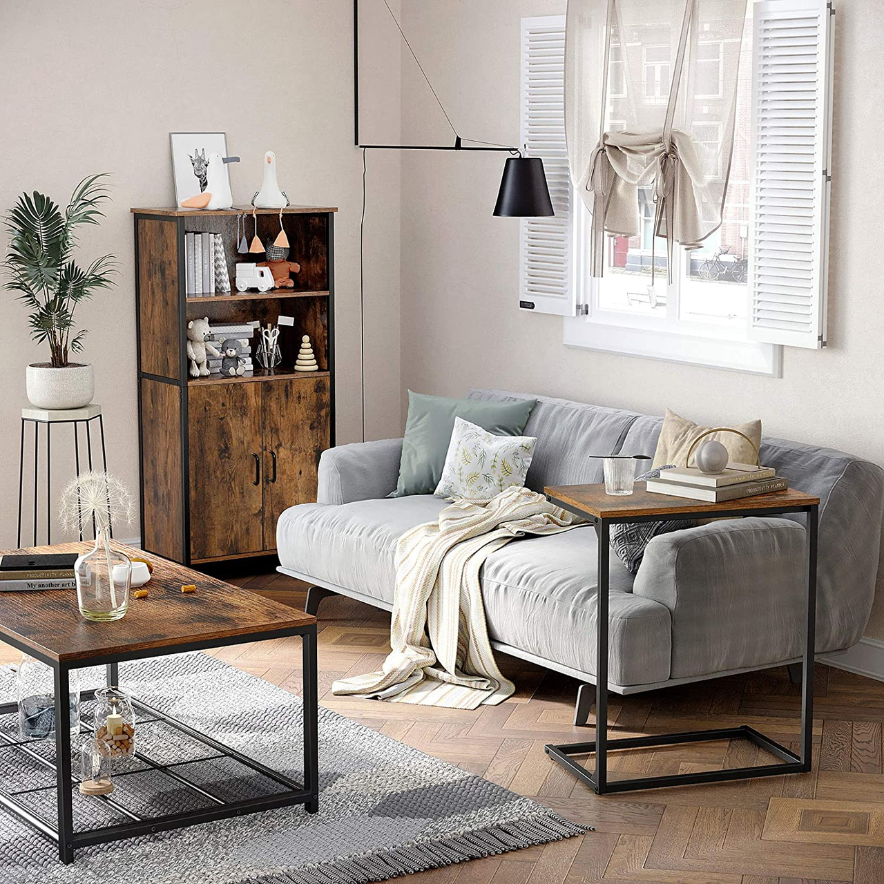 Vasagle Sofa-Beistelltisch, 55x35x66cm, Rustikales Braun