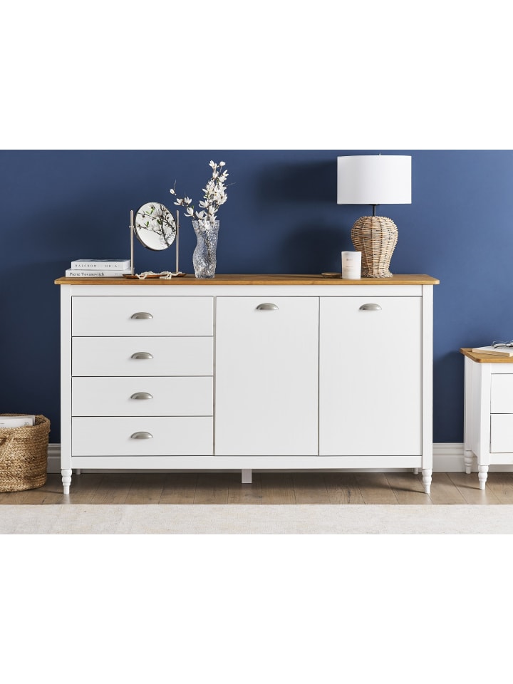 Beliani Sideboard SHILLINGTON in Weiß/Heller Holzfarbton/Silber günstig kaufen onesize