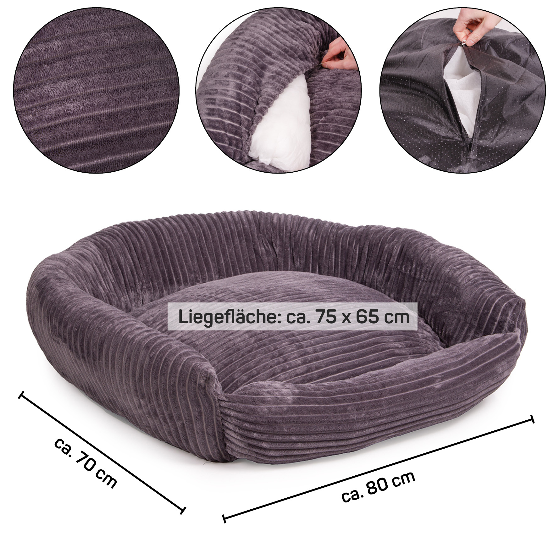 Wallace & Jones Hundebetten Wallace & Jones Hundebett Cordo dunkelgrau M