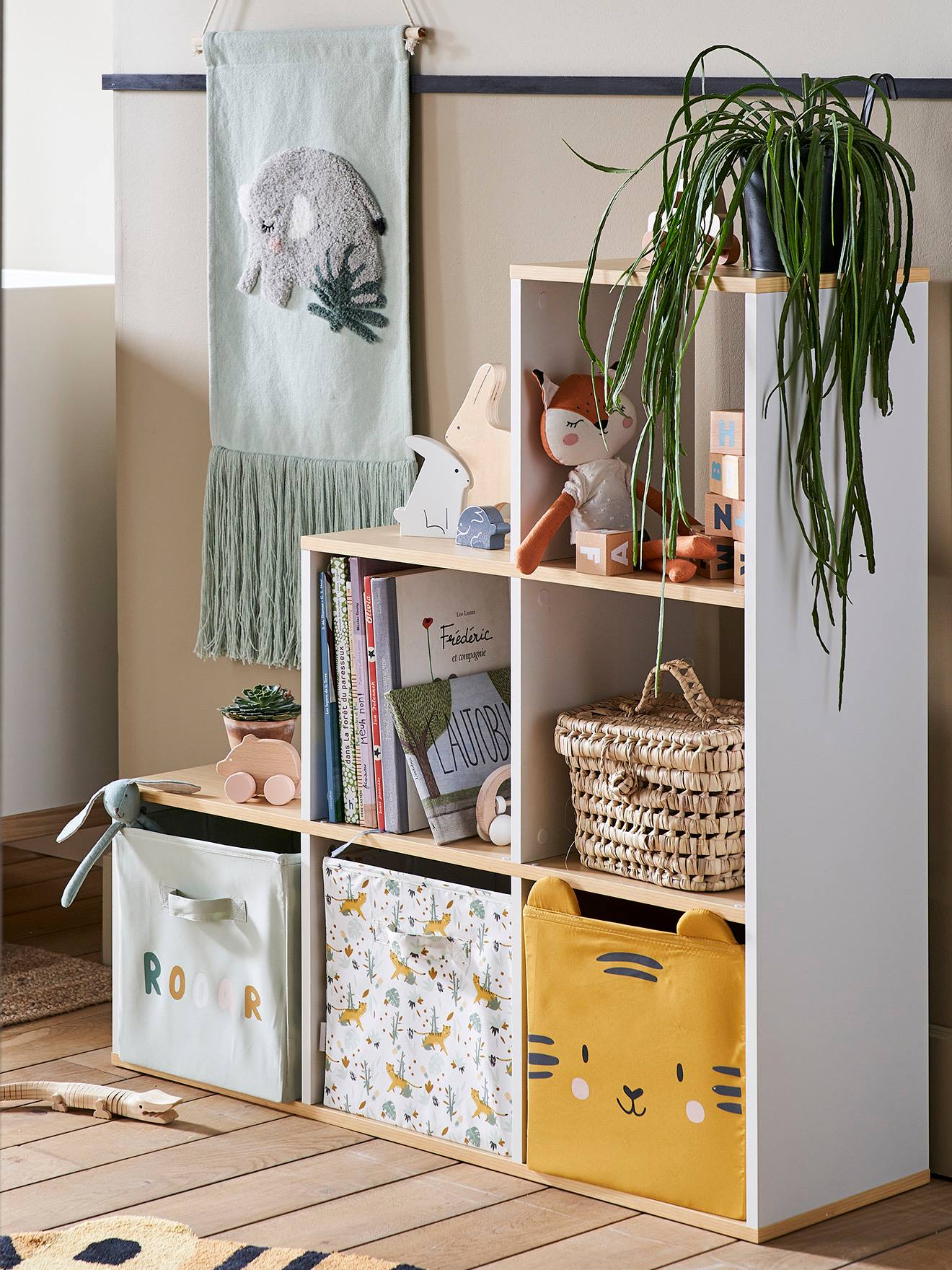 Vertbaudet Kinderzimmer Stufenregal, 6 Fächer - weiß/natur