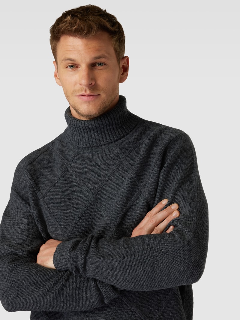 Strickpullover mit Rollkragen in dunkelgrau