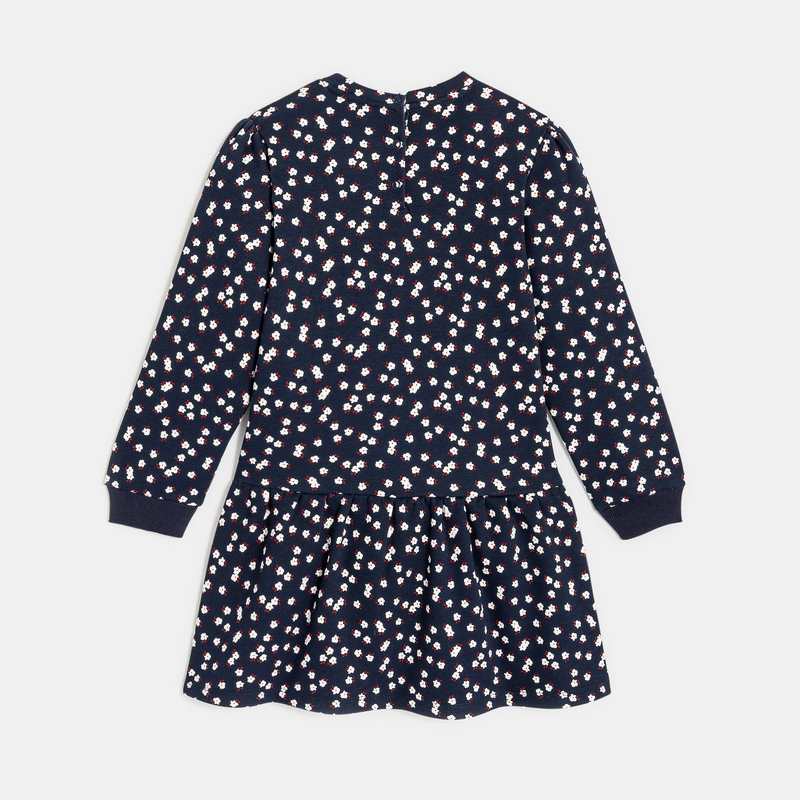 Robe imprimée en molleton bleue fille
