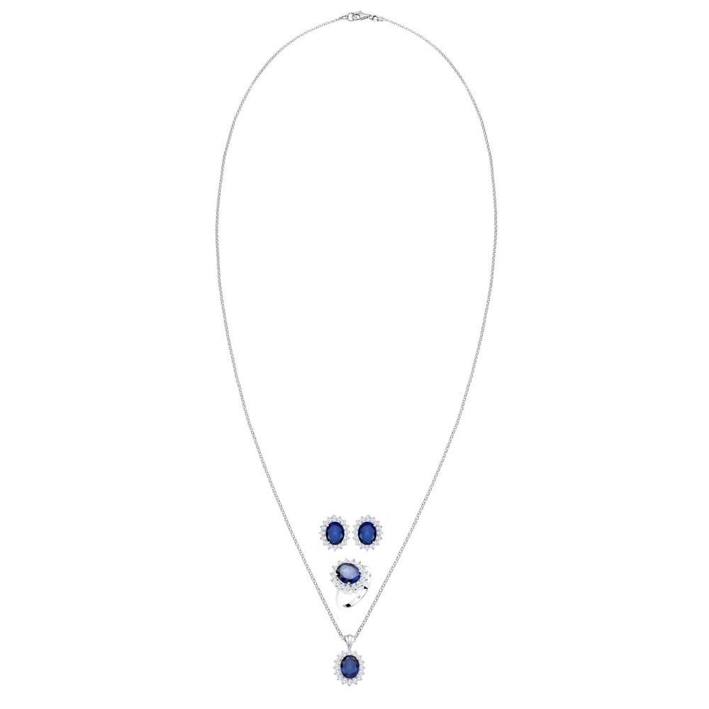 Elli Elli Ensemble de Bijoux Femme Pendentif Glamorous avec des Cristaux de Zircone Cu Bijoux