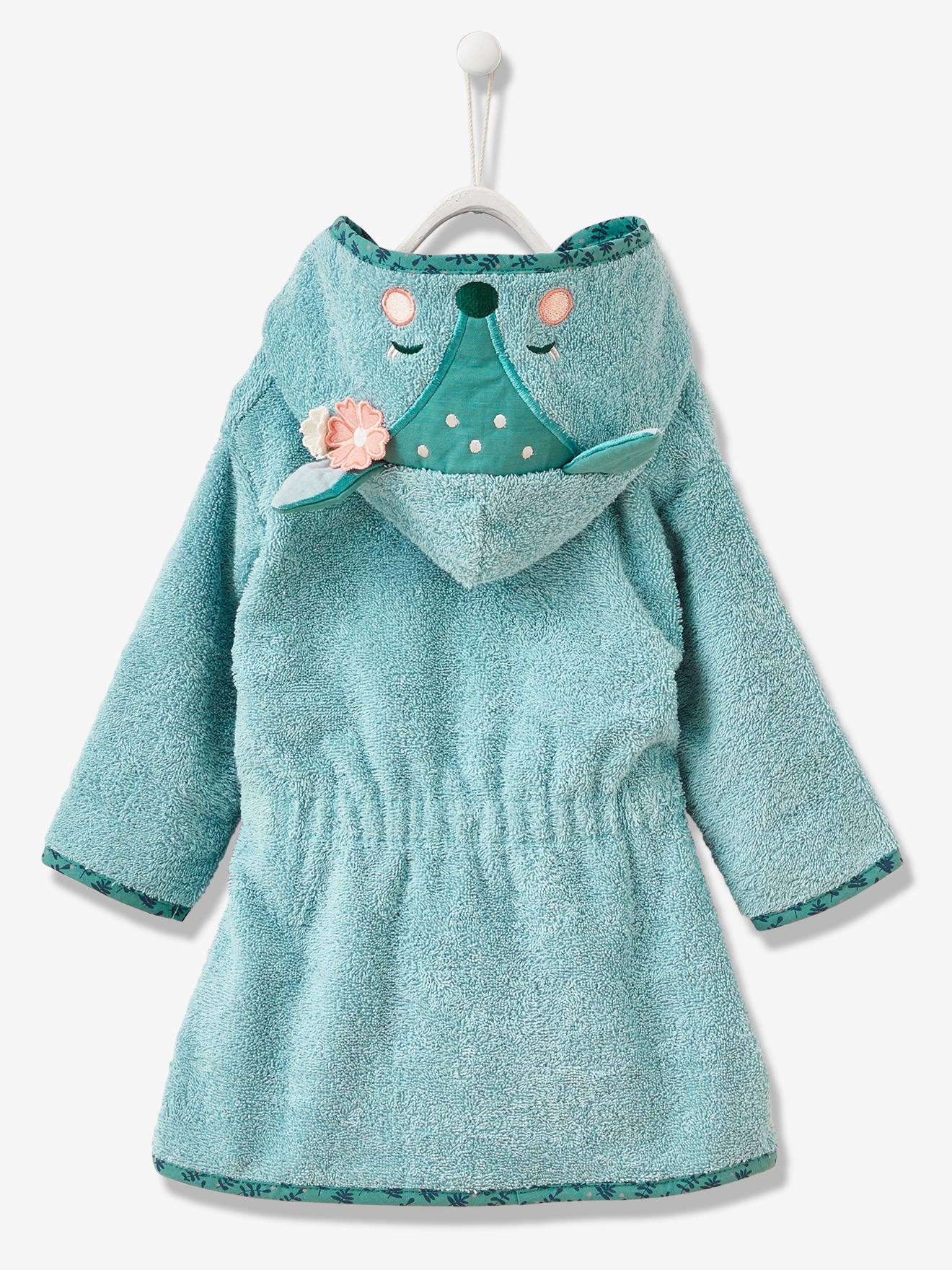 Vertbaudet Baby Bademantel MÄRCHENWALD, Reh-Kostüm Oeko-Tex, personalisierbar - grün