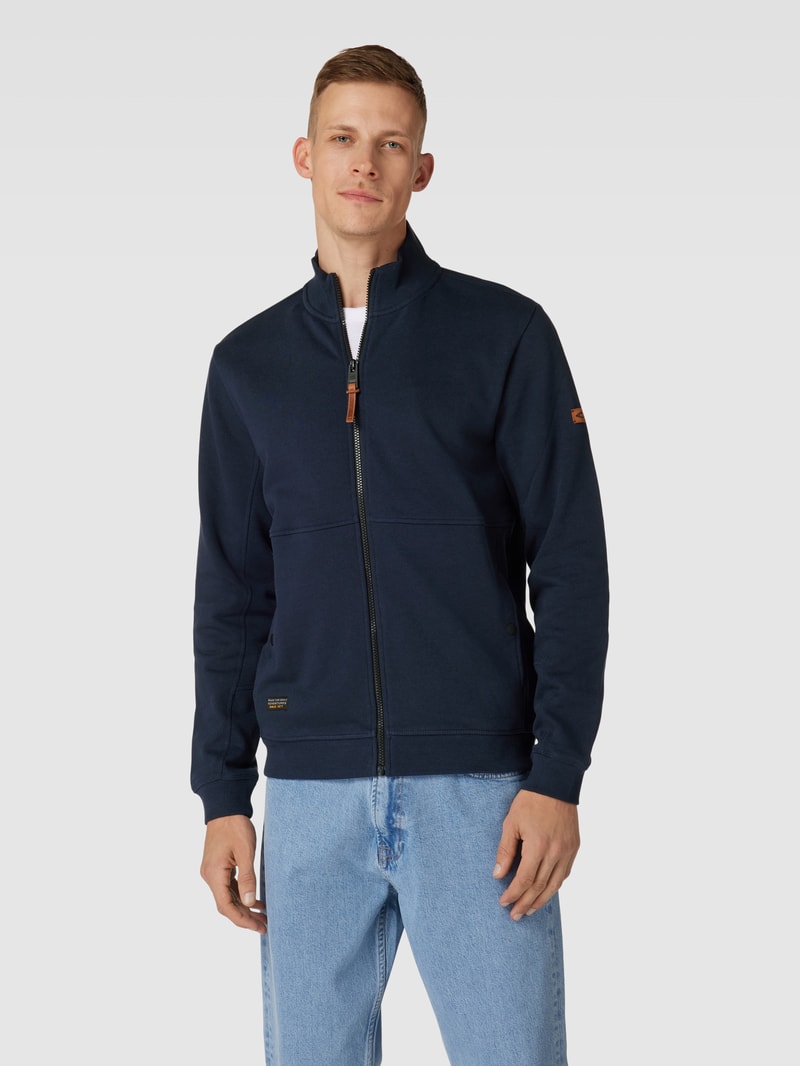 Sweatjacke mit Label-Detail in dunkelblau